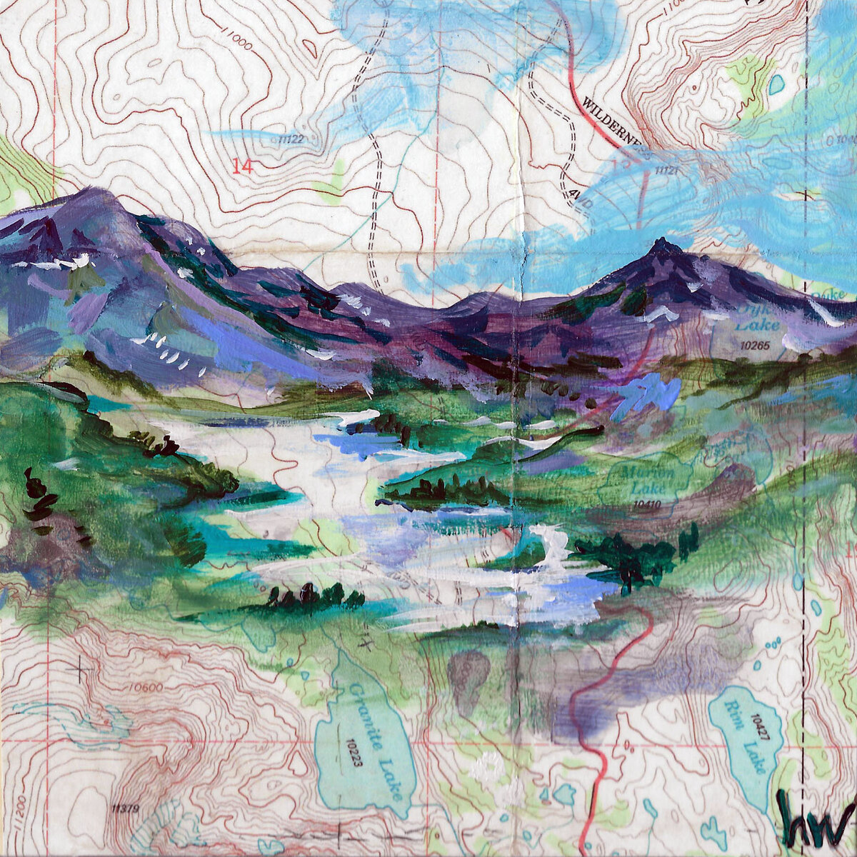 granite lake map art
