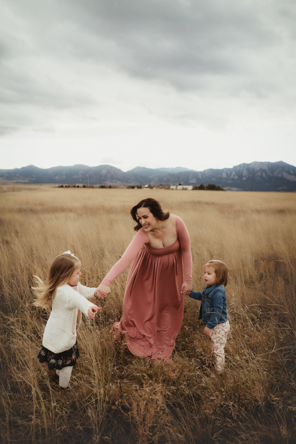 Expecting Mother and Daughters Mountain Photography Session