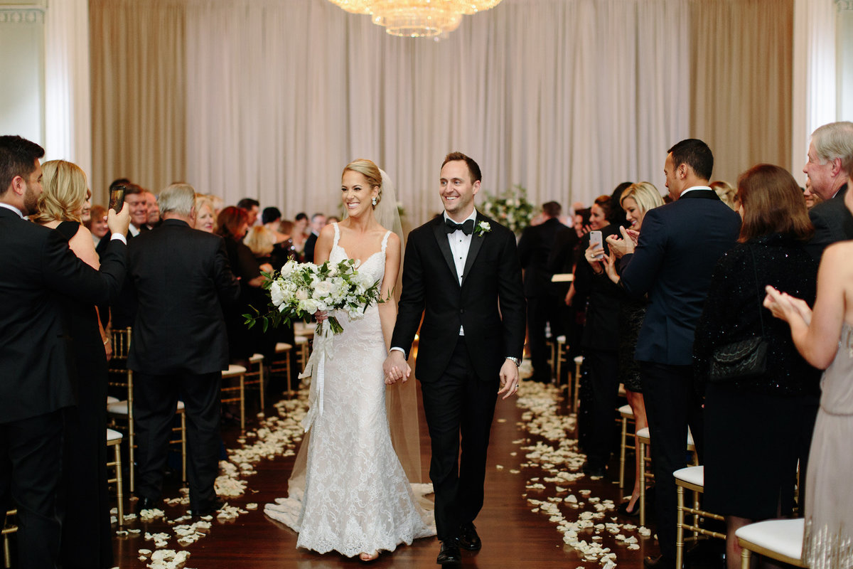 Wedding recessional at the Georgian Ballroom.  Real wedding moment captured by Rebecca Cerasani.