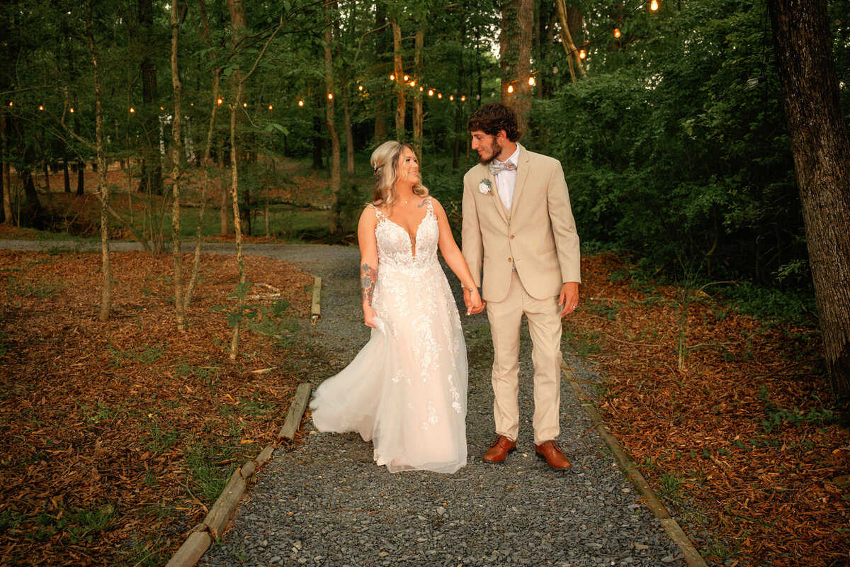 Wedding photos of couple at wedding in Monroe NC