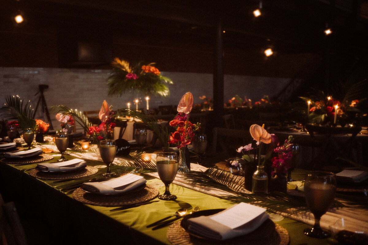 wedding reception display of tables
