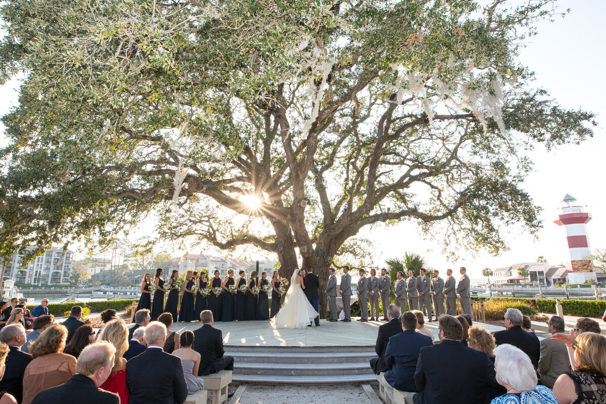 wedding ceremony under a big tree