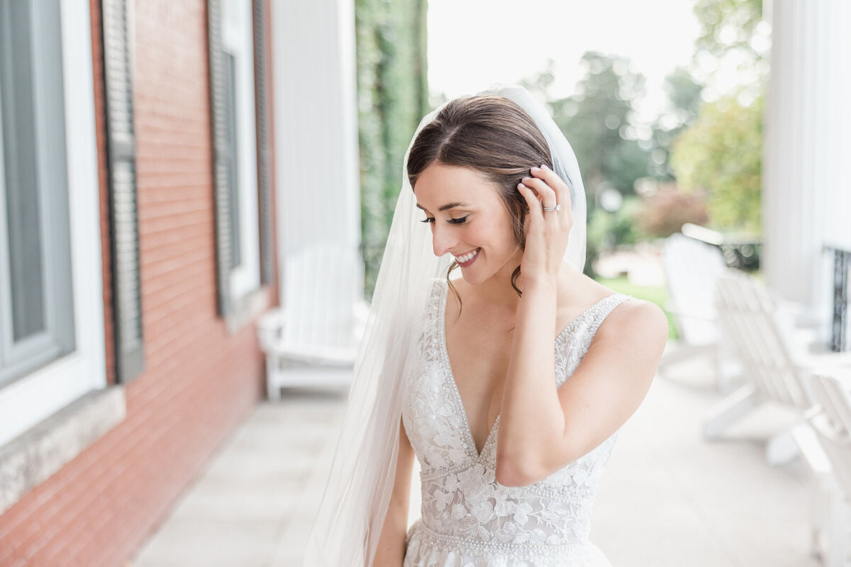 Bride gets ready for her wedding at Holy Cross