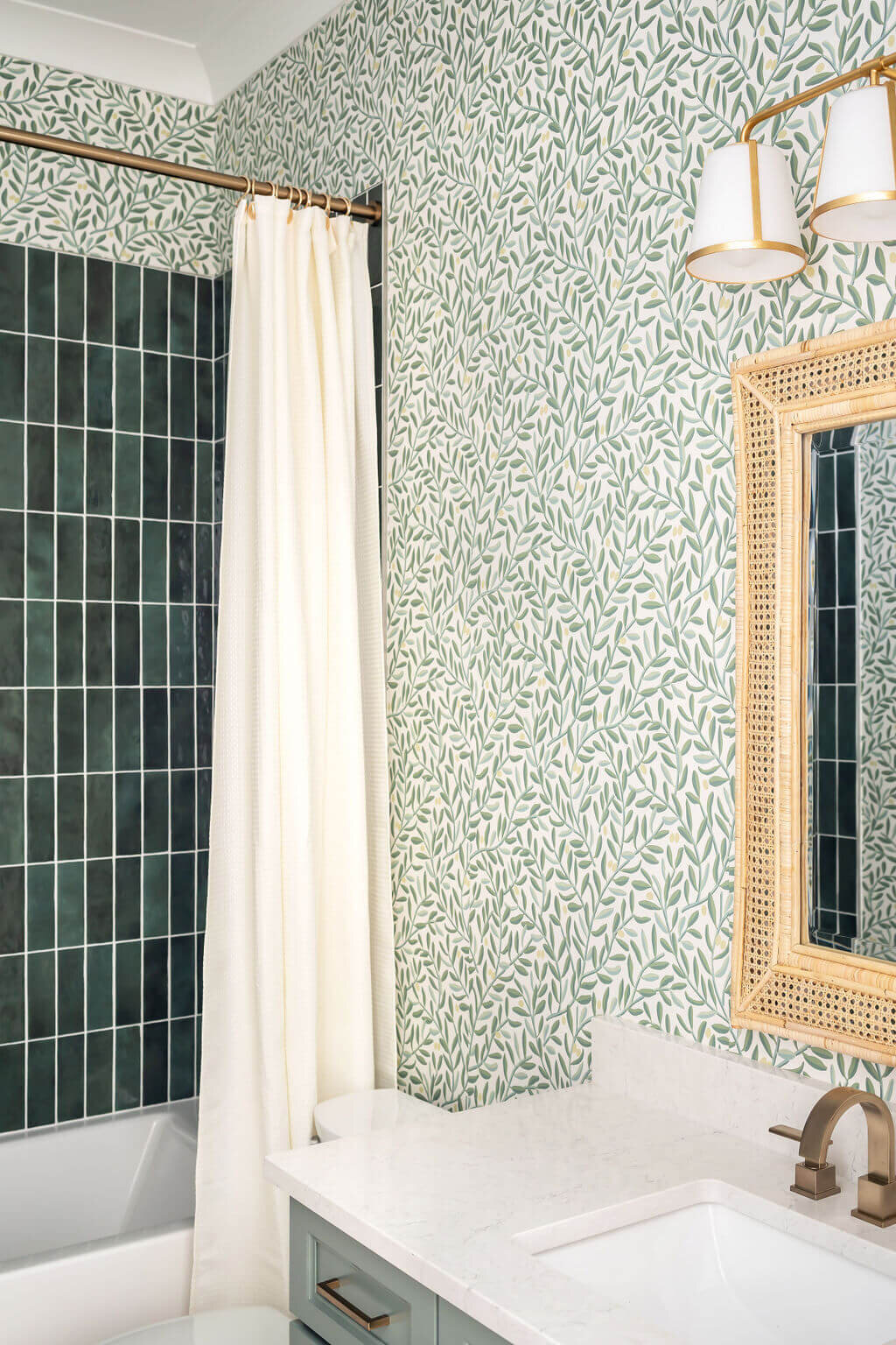 sweet southern home gracies space floral watercolor wallpaper in bathroom