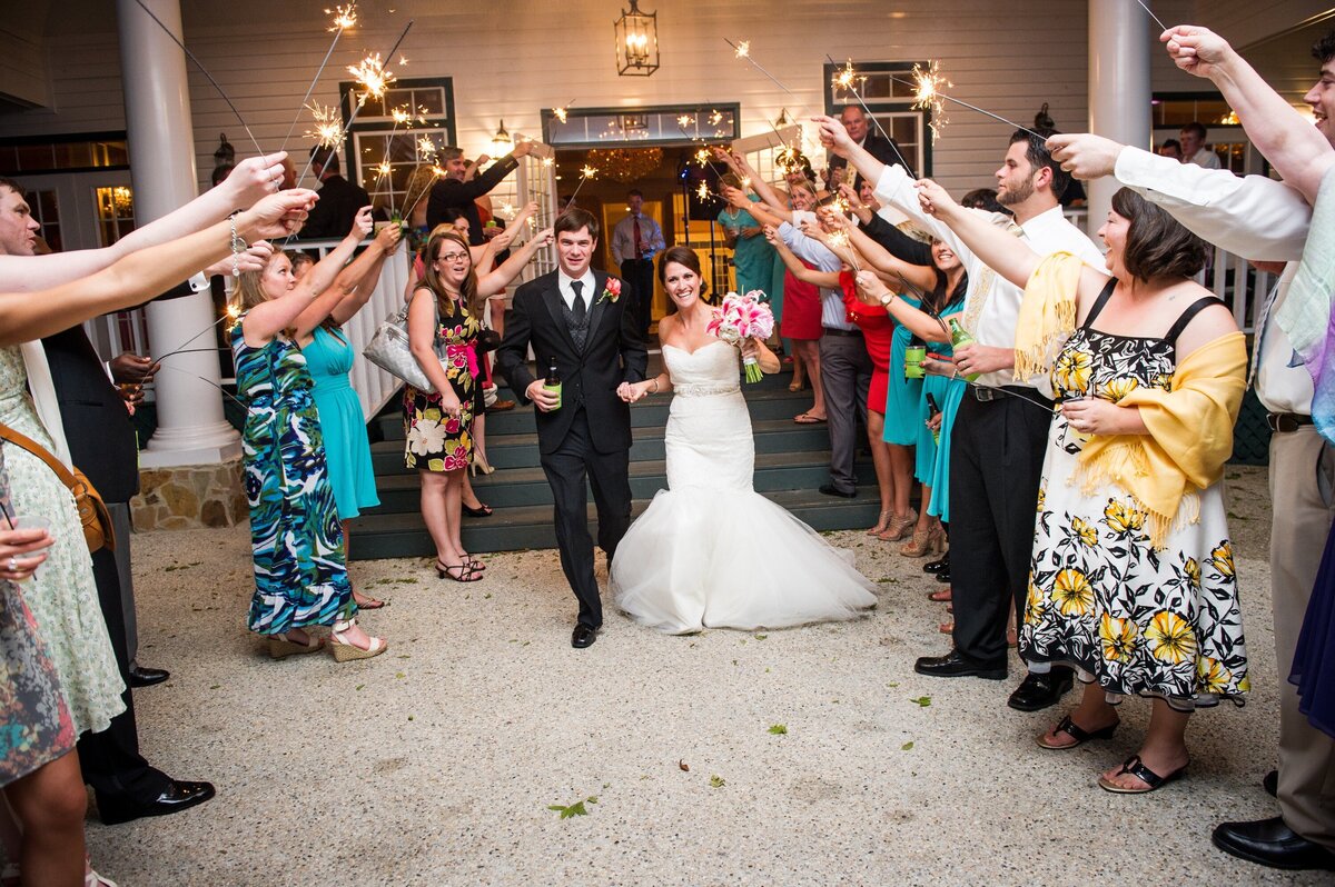 Bride and groom send-off at Oak Crest Mansion wedding in Pass Christian Mississippi