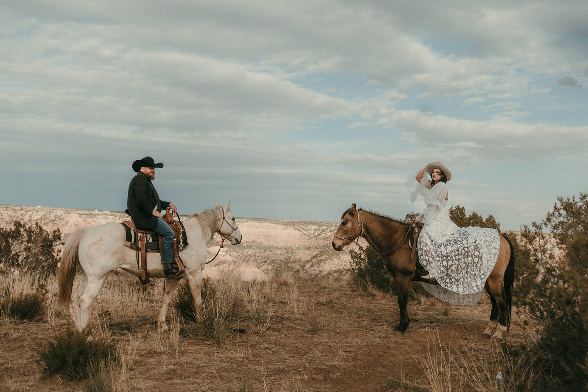 Bride and Groom on horseback