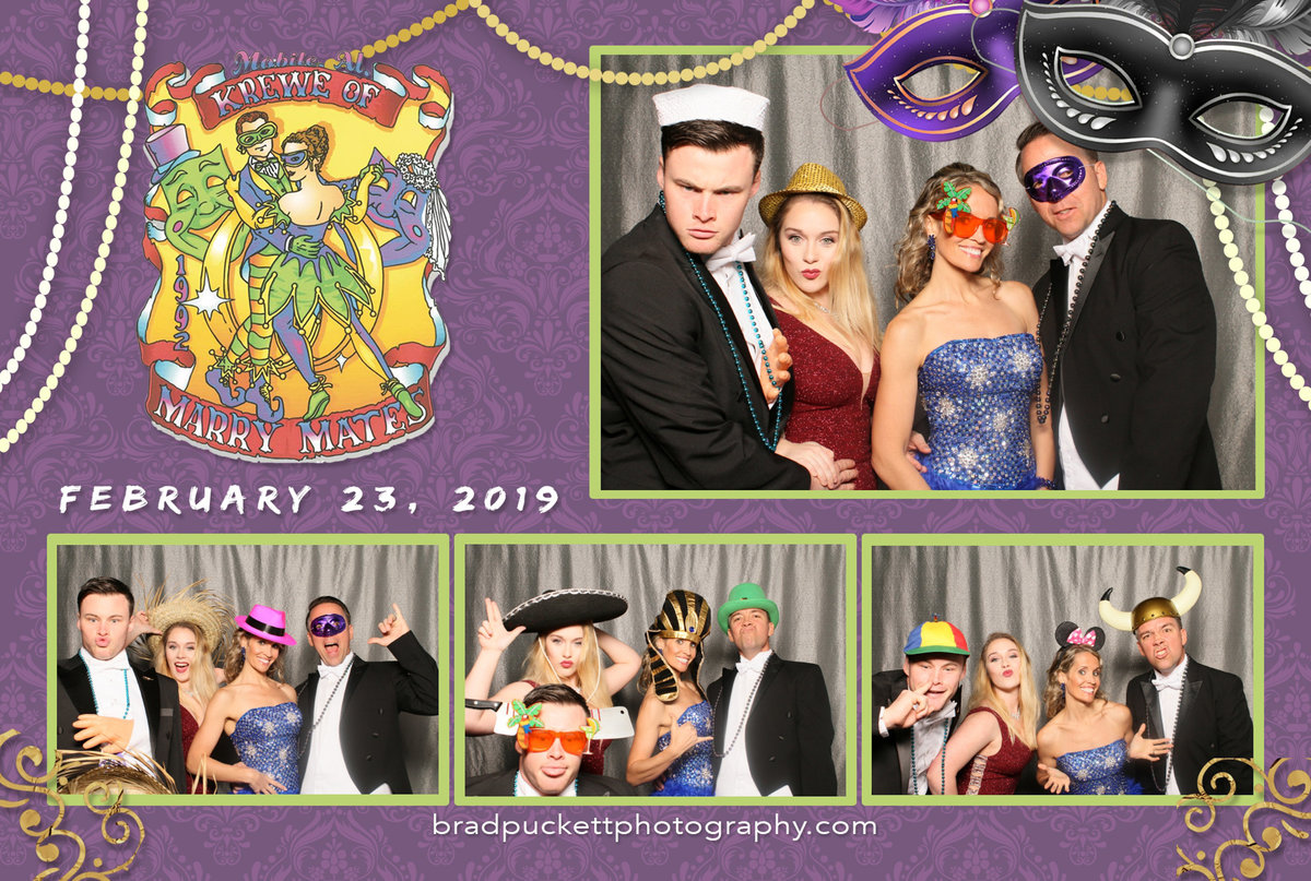 Photo Booth rental for The Marry Mates Mardi Gras organization at the Mobile Civic Center in Mobile, Alabama.