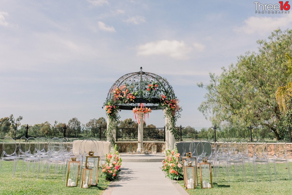 Beautiful gazebo for outdoor wedding ceremonies at the Old Ranch Country Club in Seal Beach, CA