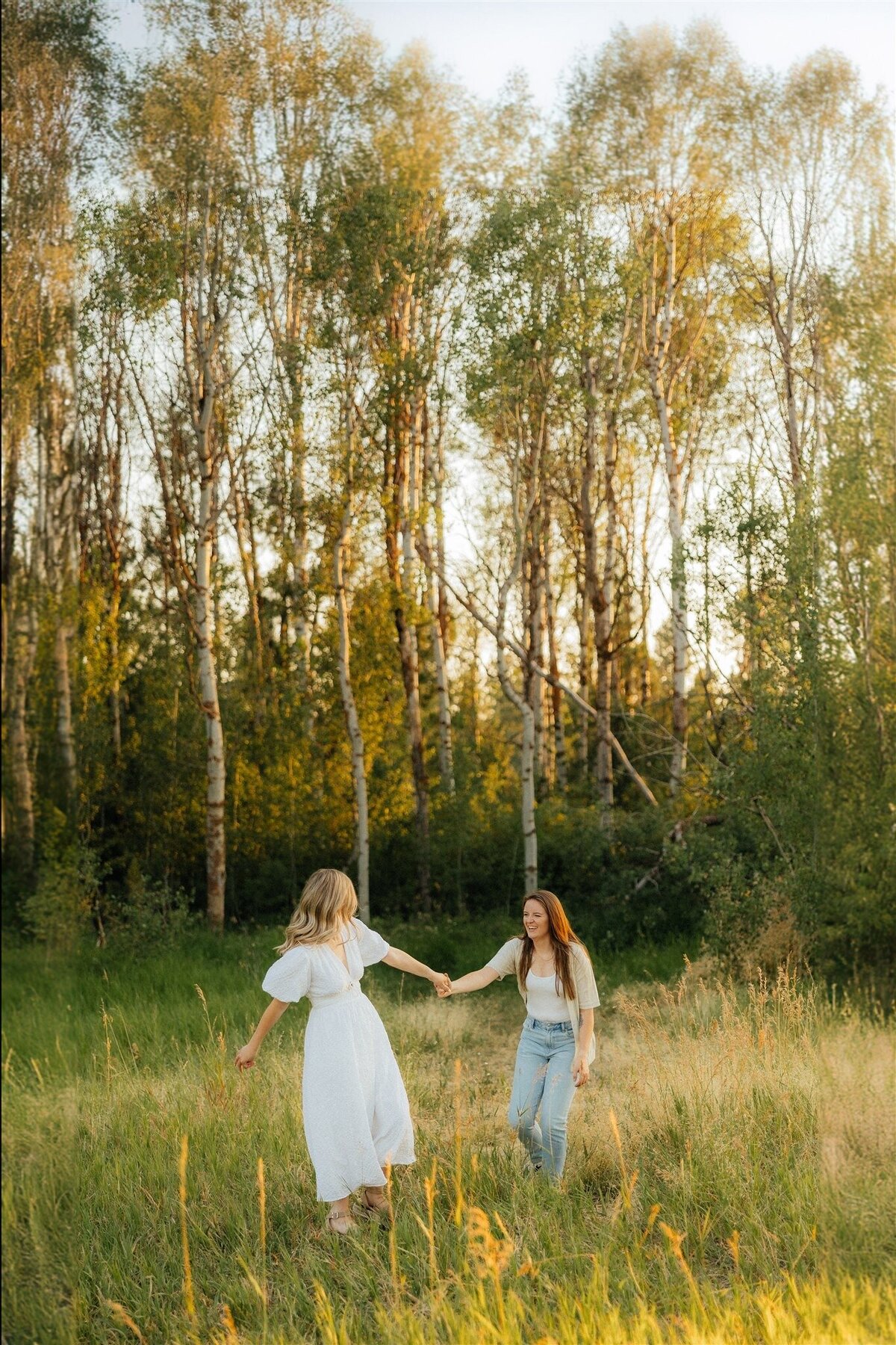 engagement photos in birch trees