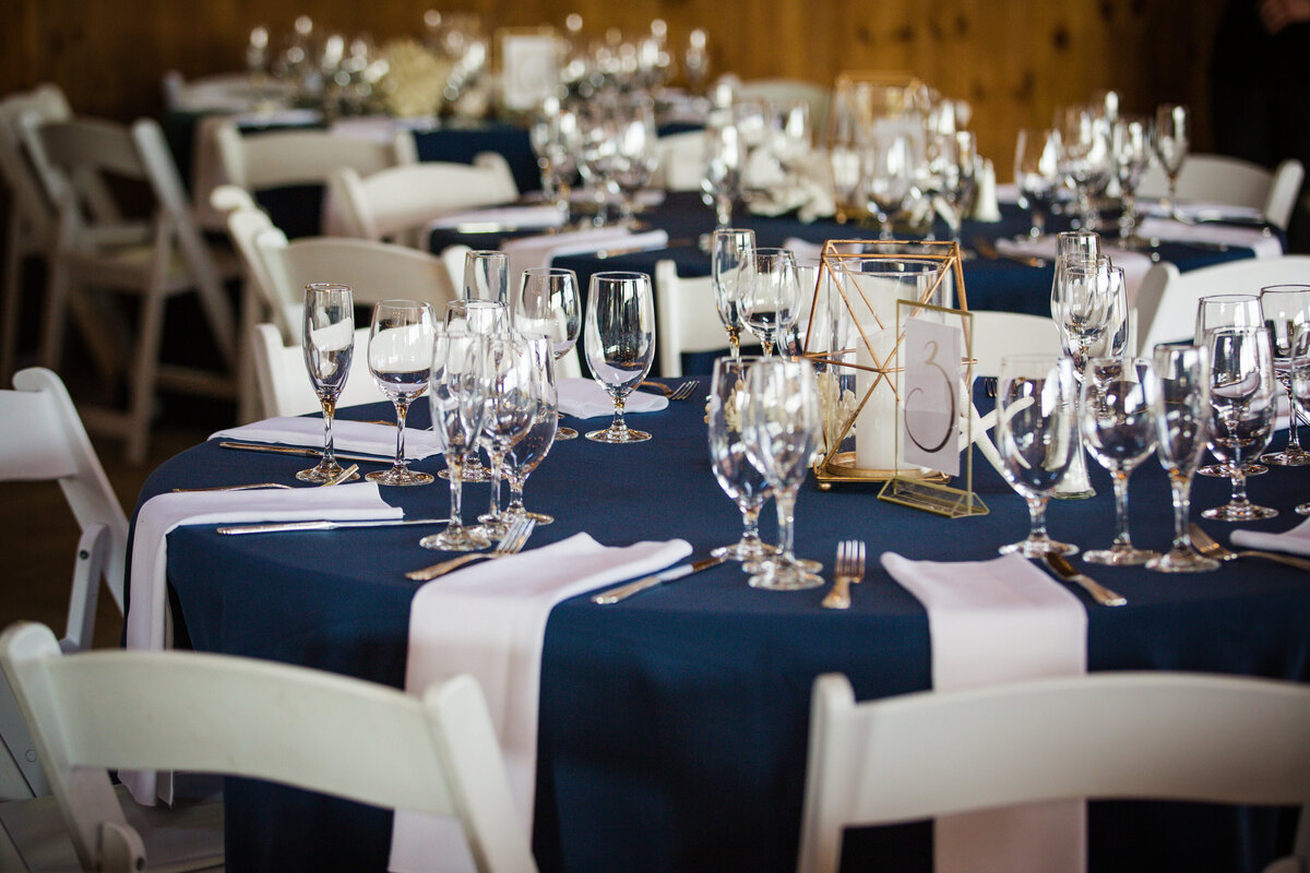 Navy and white wedding table numbers