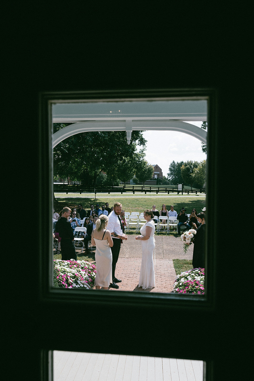 Bride and groom's intimate wedding shot from inside a historic home in Tennessee. 