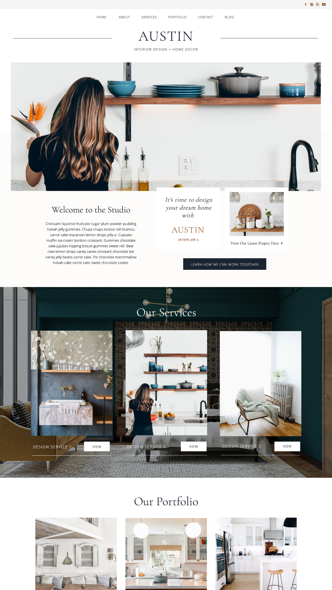 website design for interior designers, small business owners, social media managers