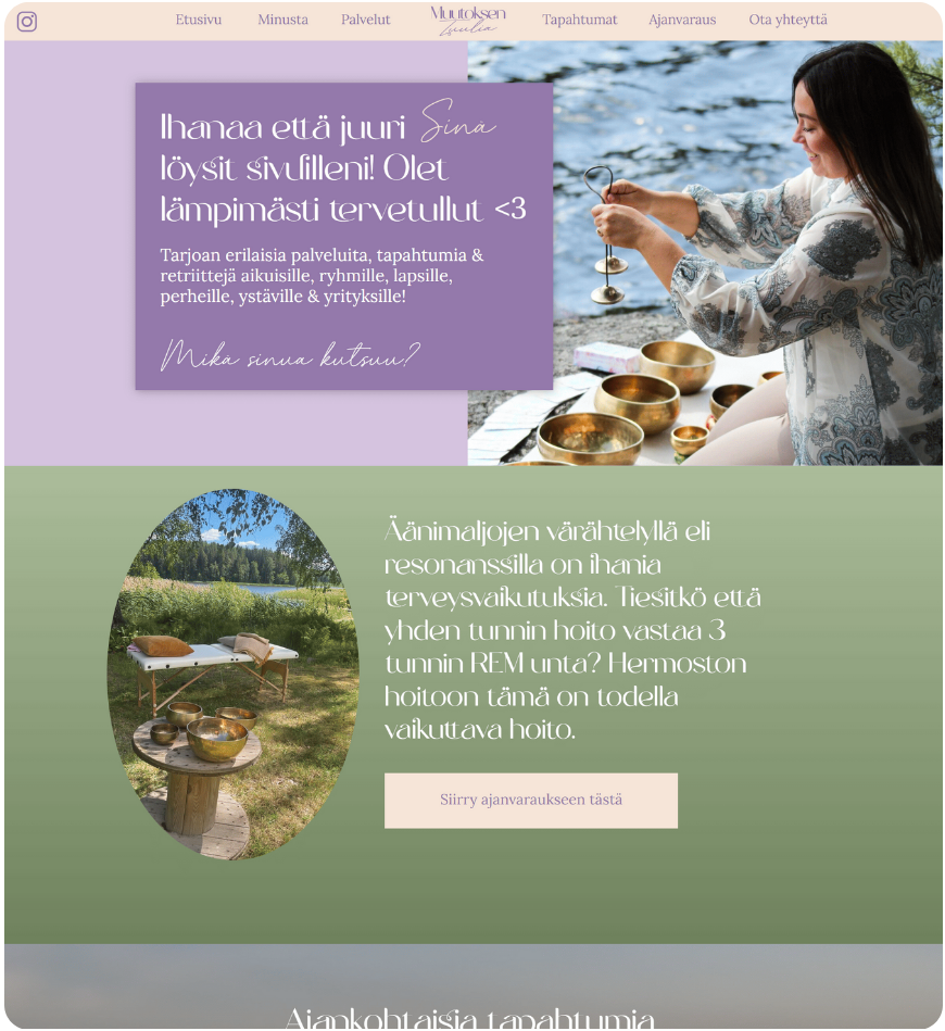 äänimaljahhoitajan verkkosivujen etusivu