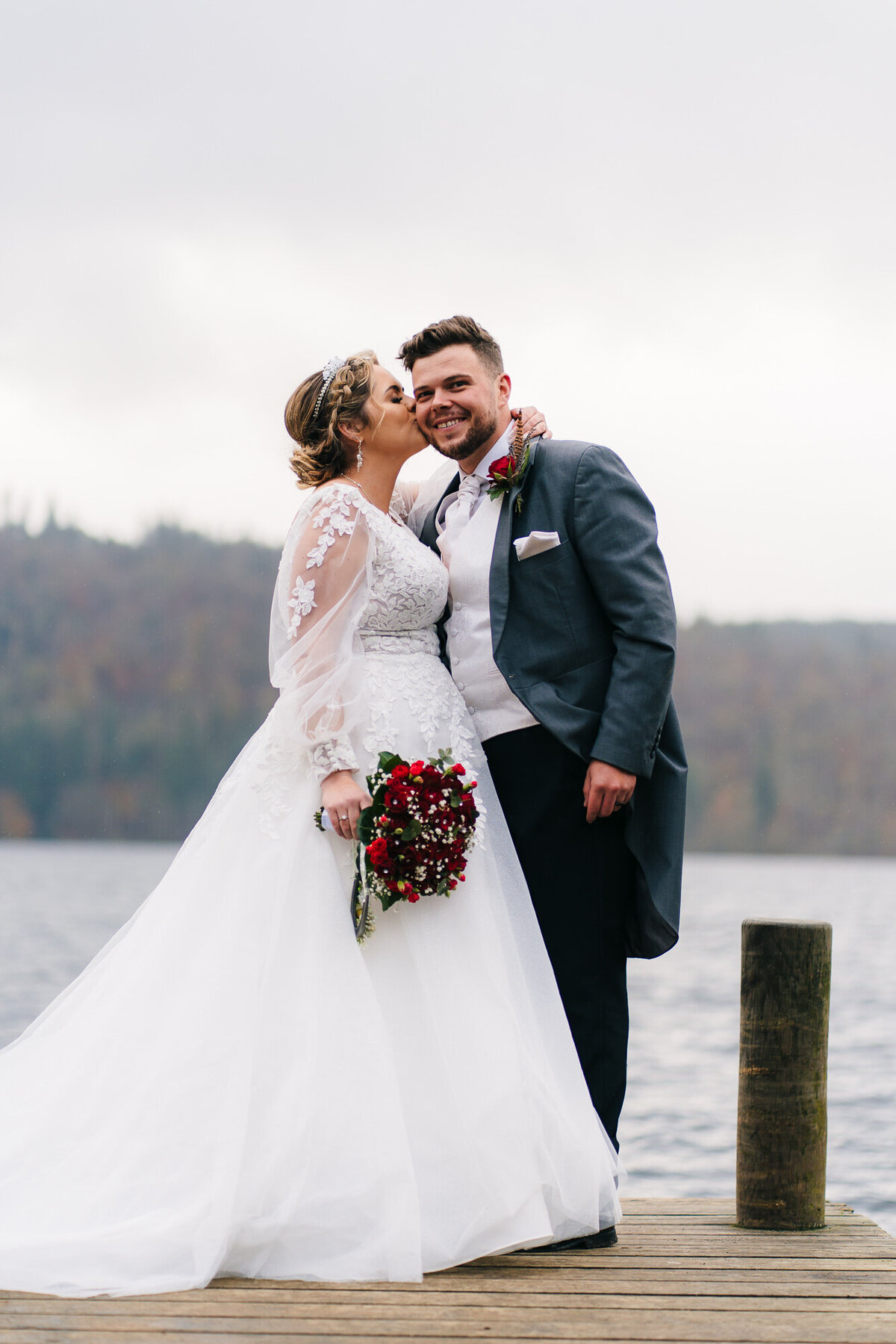 Bride and groom at Miller Ground in th elake district taken by wedding documentary videographer and photographer Anthony Horseman