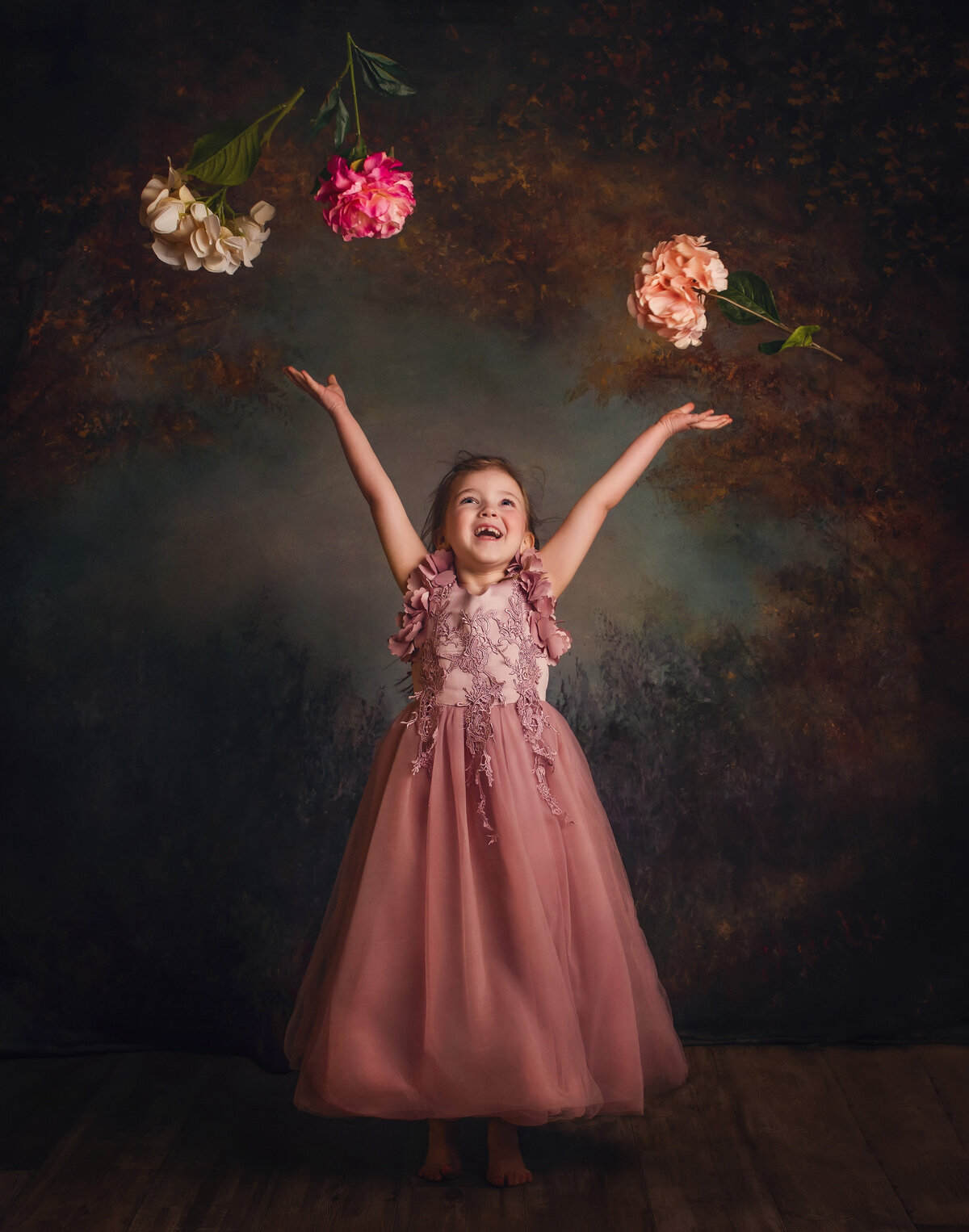 Little-girl-throwing-flowers-Skagit-photographer