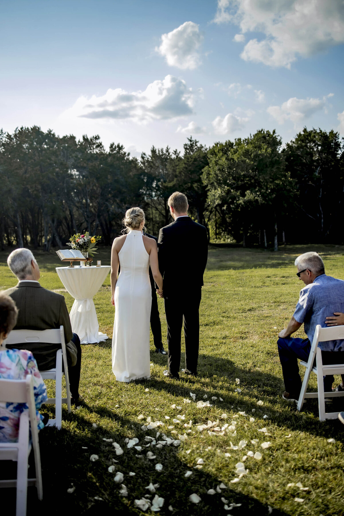 a bride and groom in a sunny day in texas