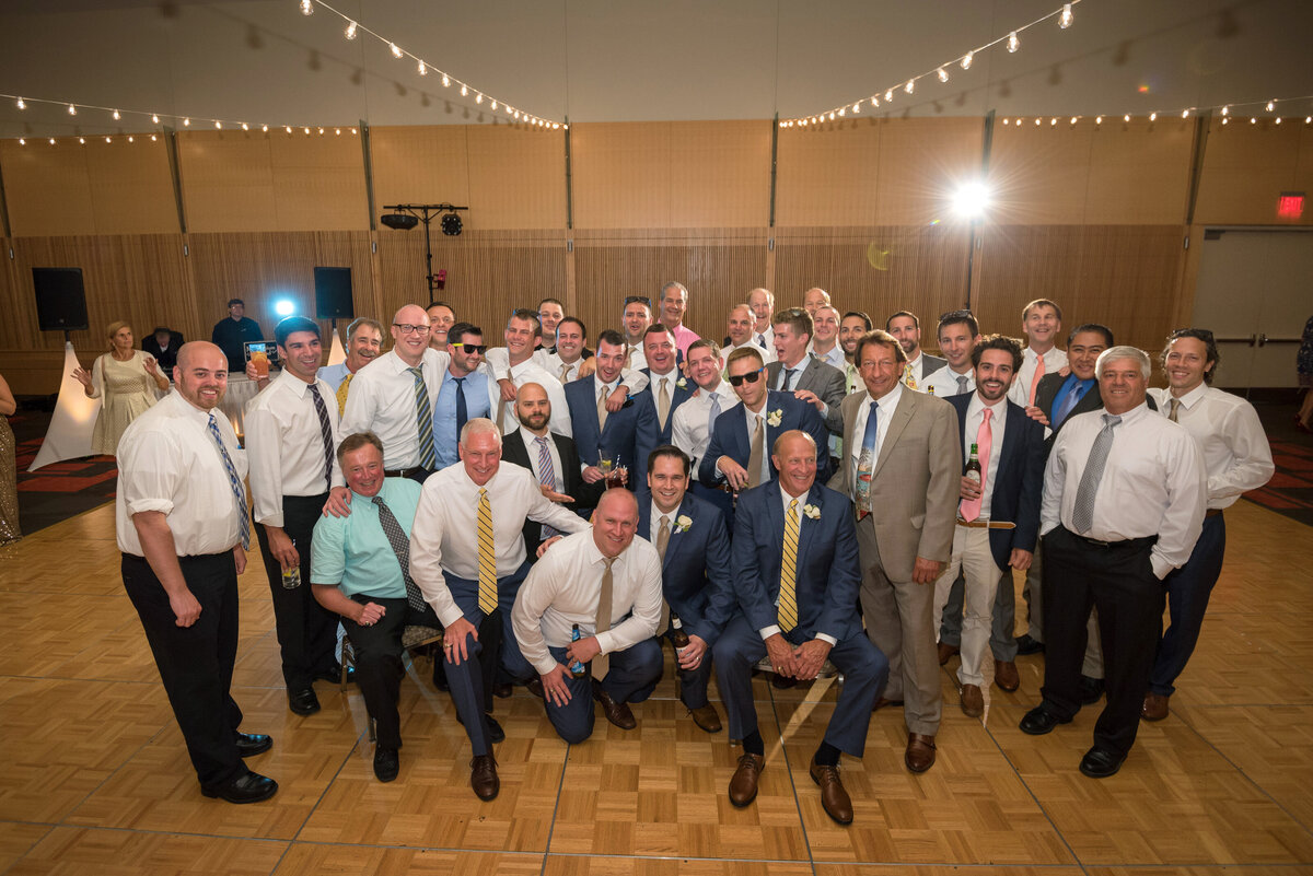 Wedding crowd photo during reception at Bayfront Convention Center.