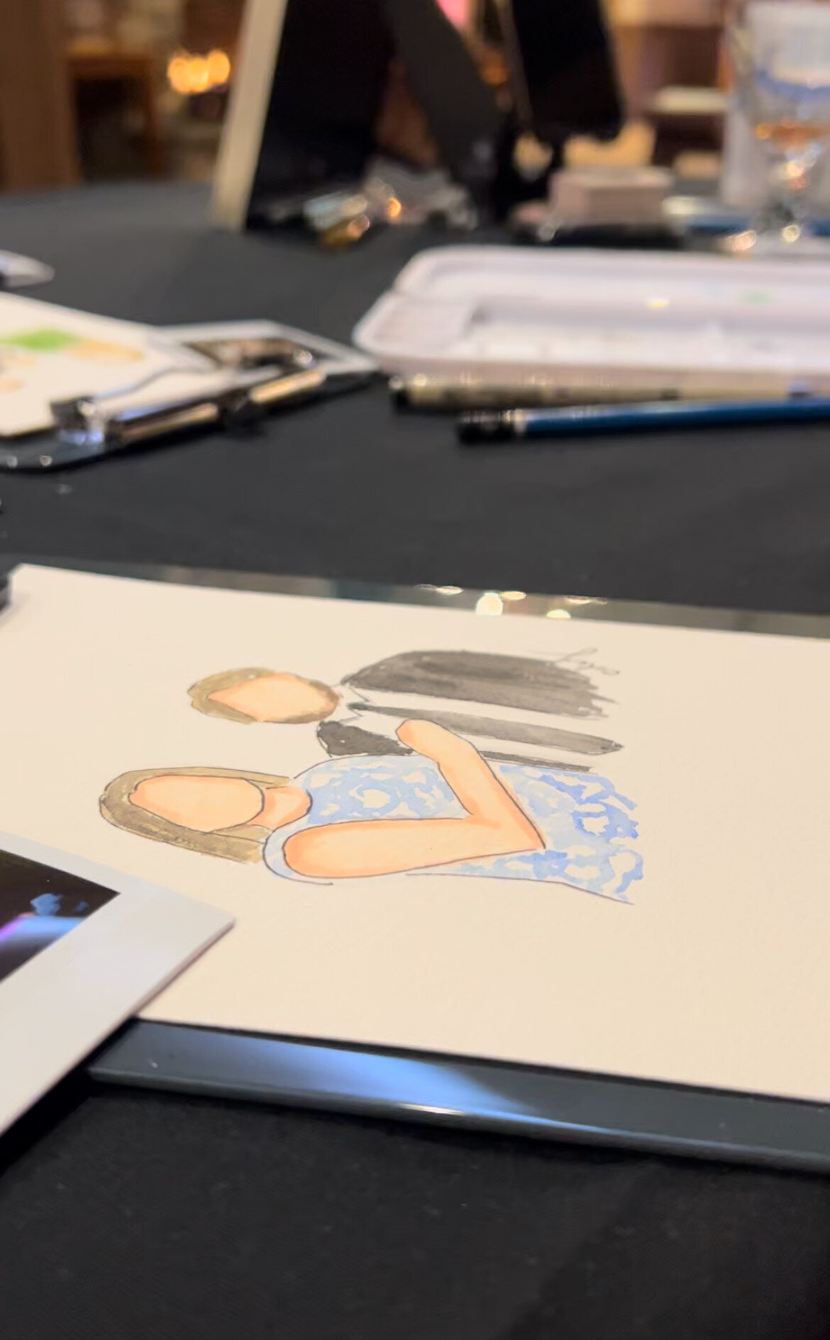Watercolor portraits at Birchwood Vineyards in Derry NH