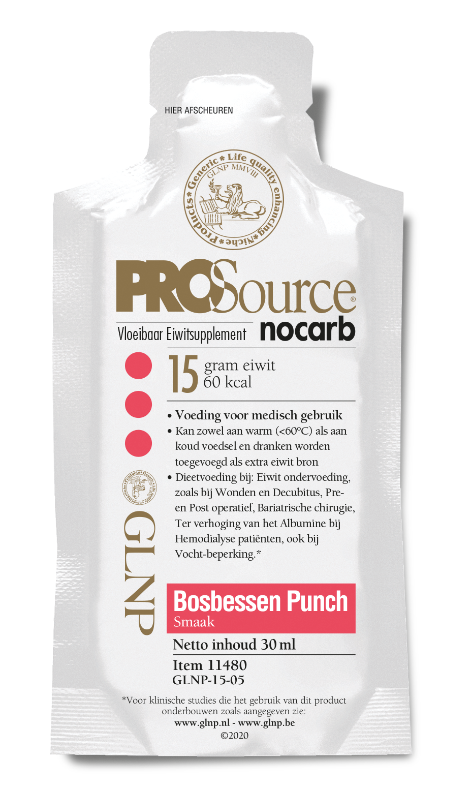 prosource nocarb sachet Bosbessen punch 2020 leeg