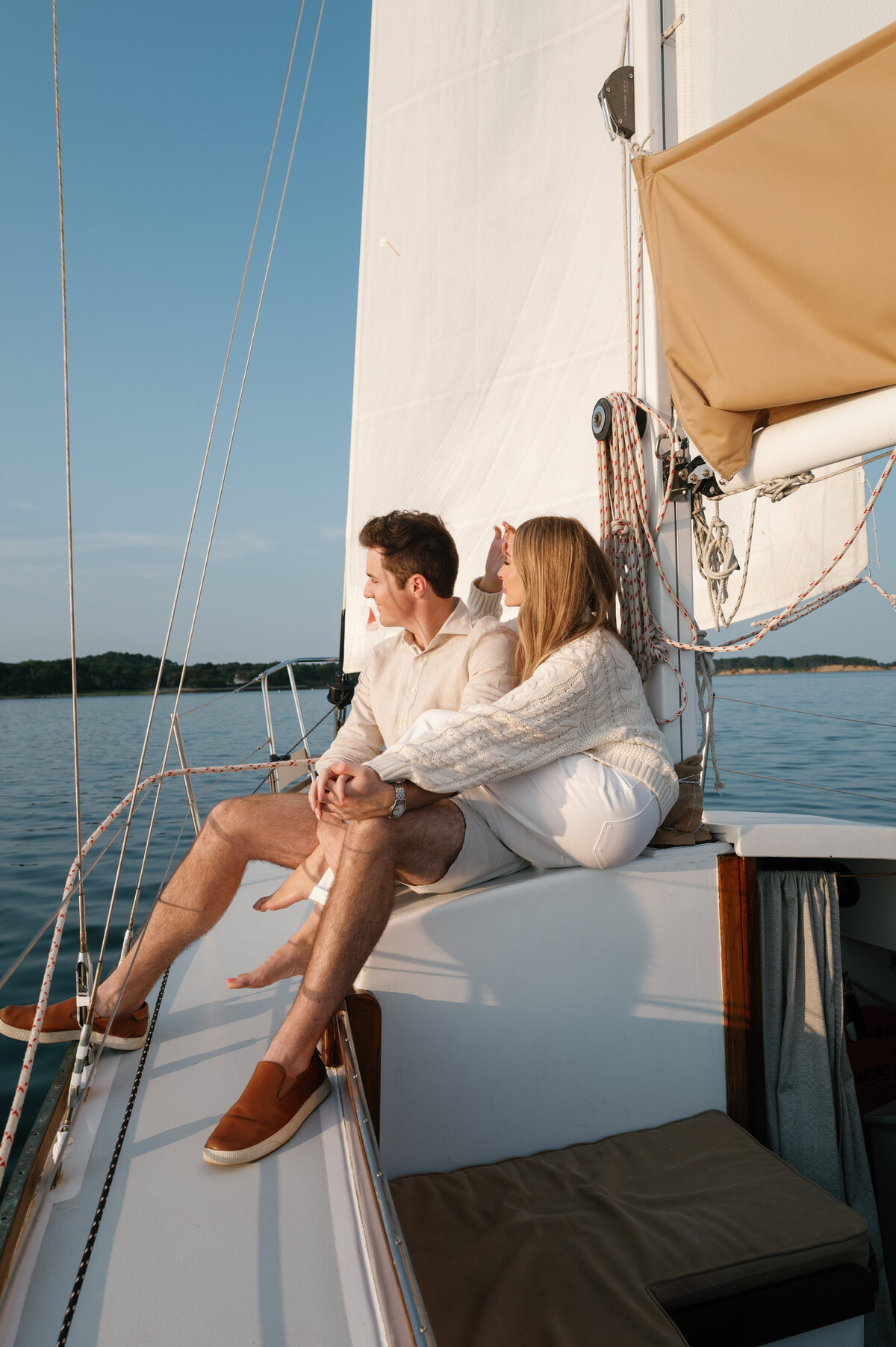 Cape Cod Engagement Photography on a Sailboat 18
