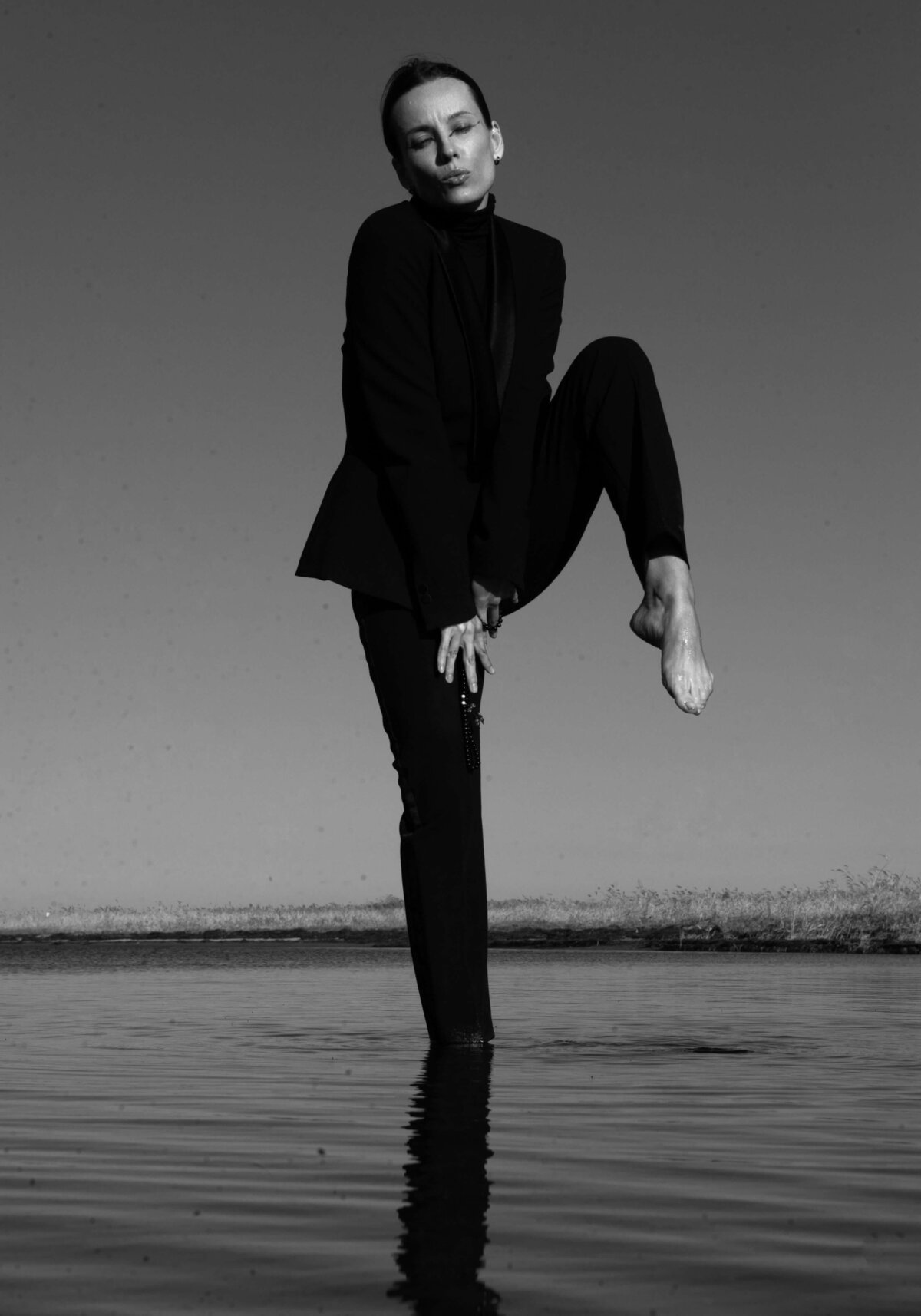 Grayscale Photo of a Fashion Model