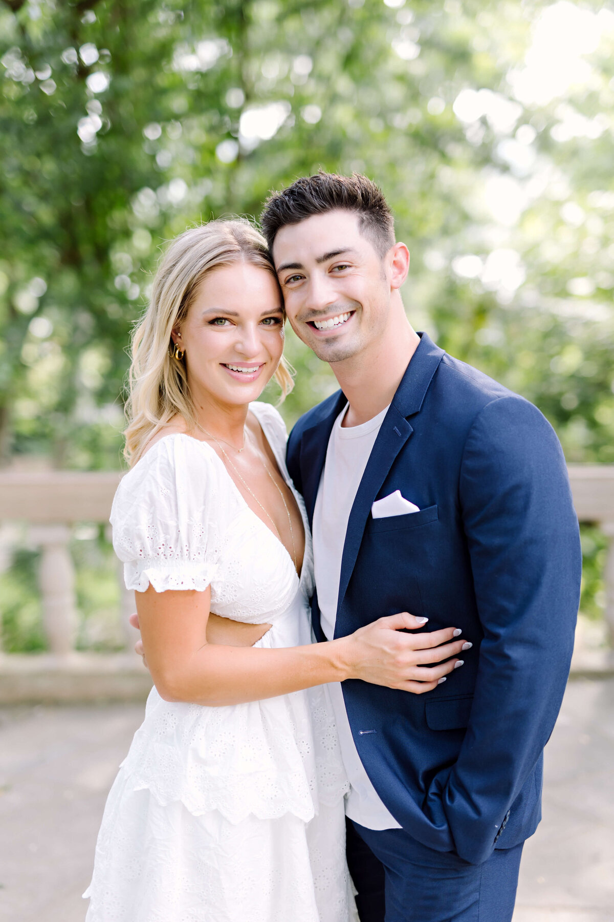 white and blue engagement session outfits