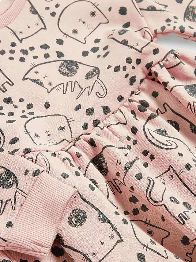 John Lewis & Partners Baby Cat Sweater Dress, Pink
