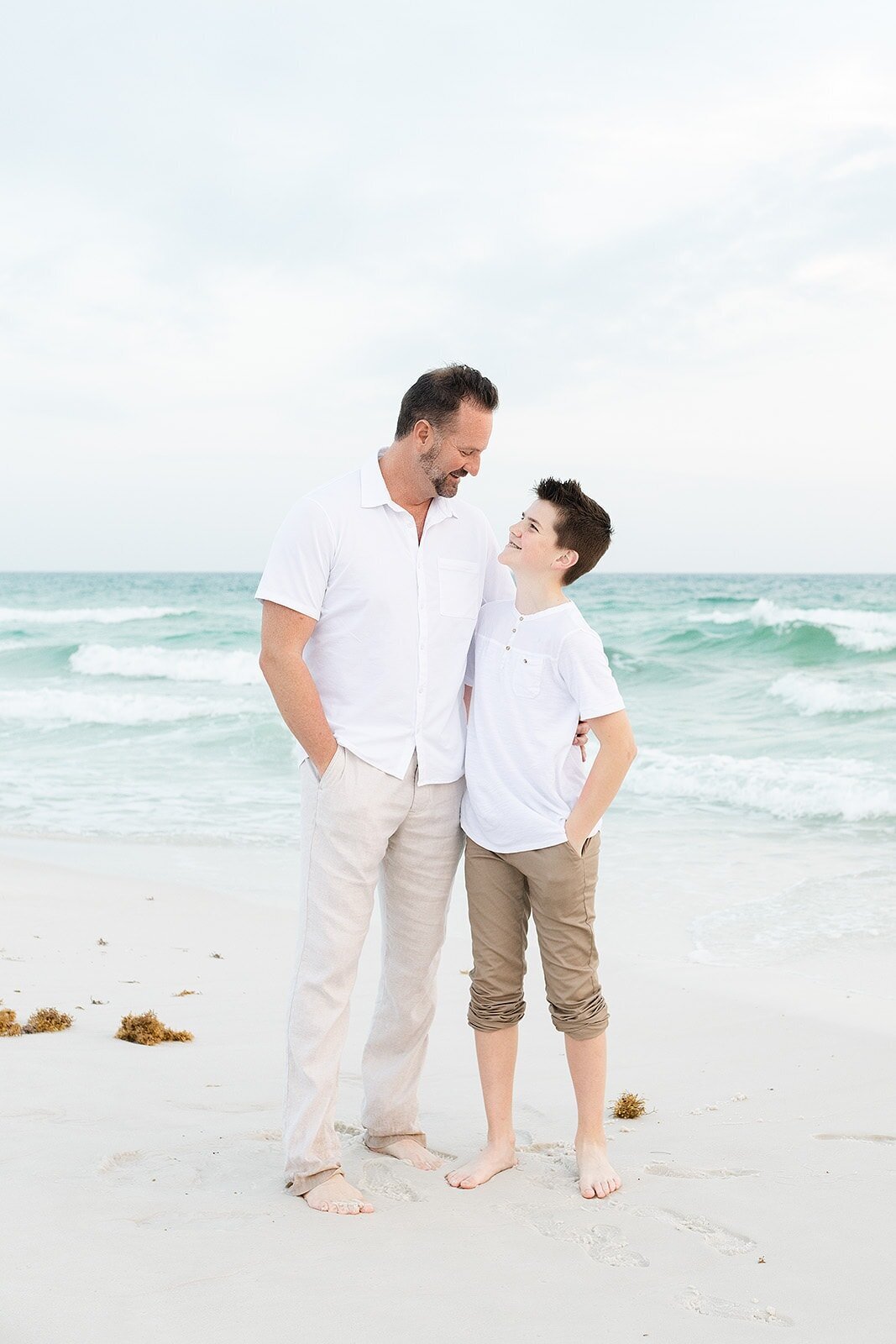 a father and his son at the gulf of Mexico