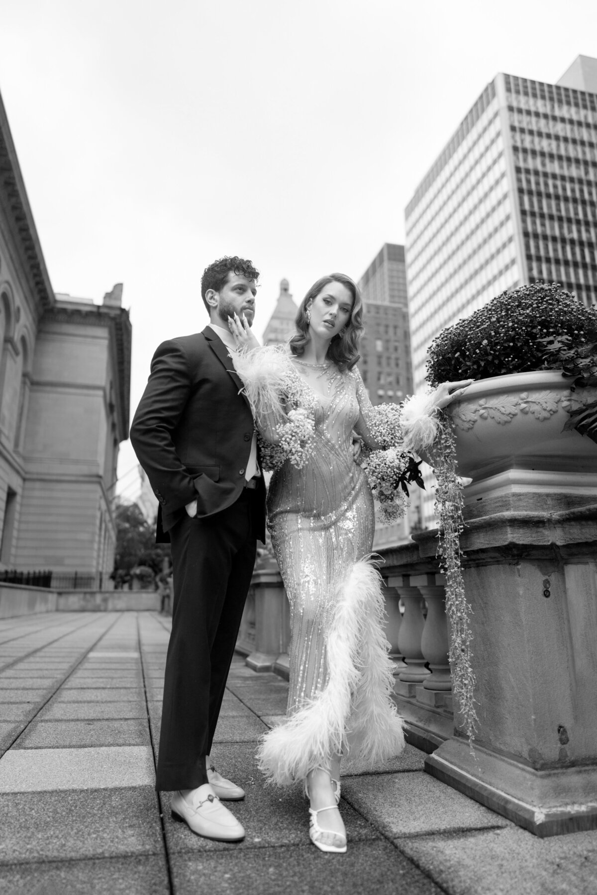 Berlez-Aspen-Avenue-Chicago-Wedding-Photographer-Glam-Atelier-Clair-De-Lune-Vintage-Bob-Mackie-Sheer-Beaded-Gown-Luxury-Engagement-Art-Institute-of-Chicago-South-Garden-28