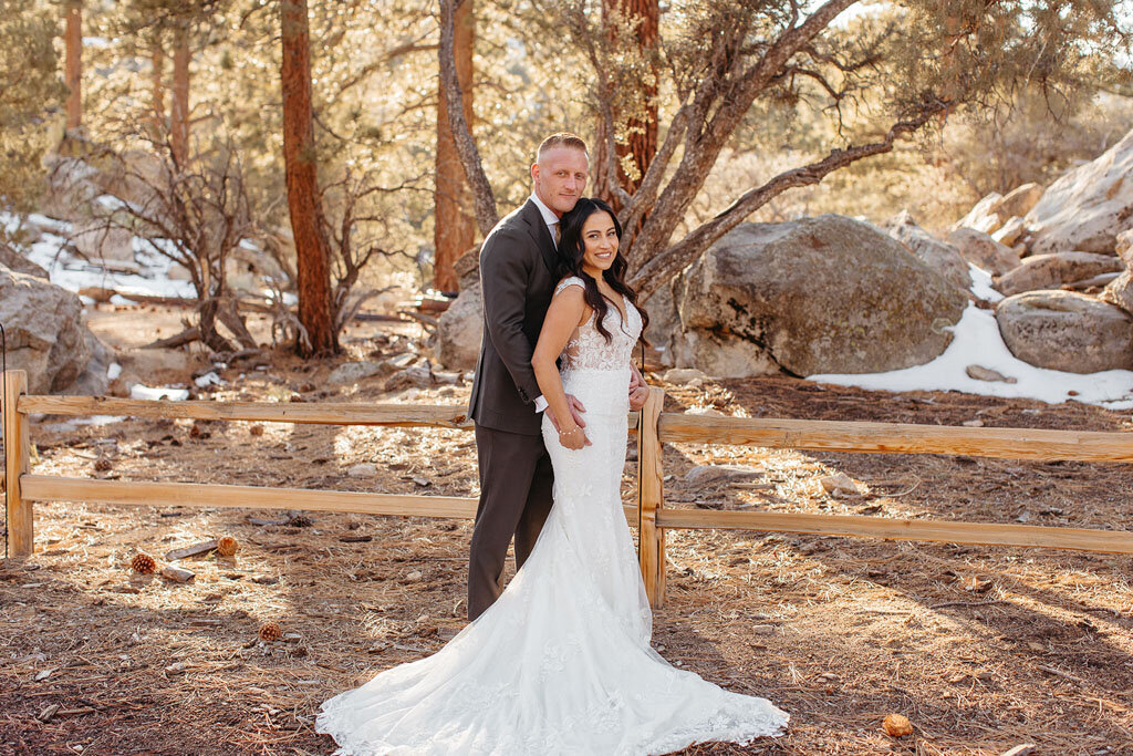 Newlyweds at the beautiful Cienaga Creek Ranch mountain venue