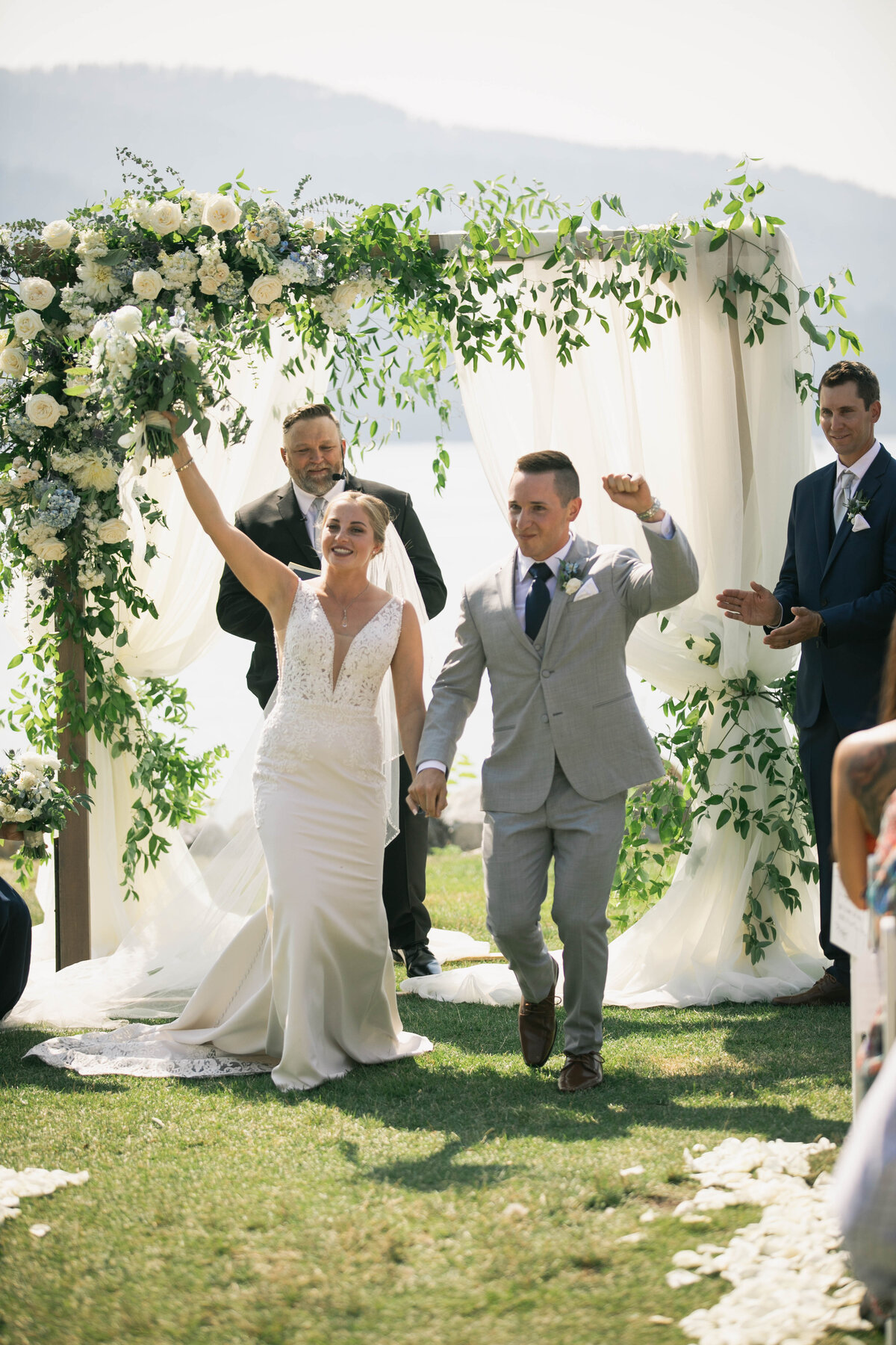 bride and groom walking