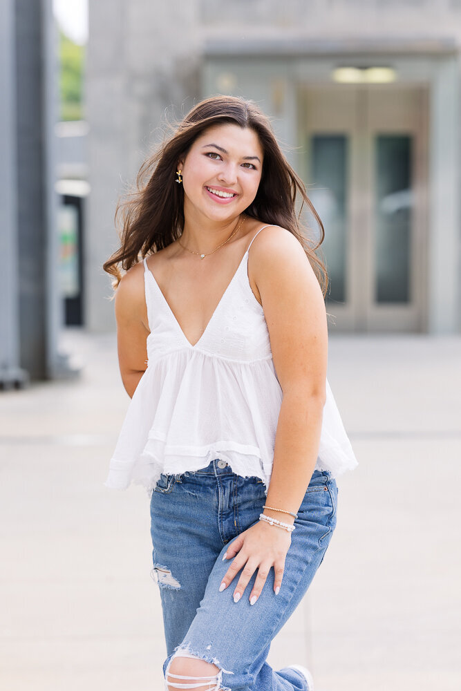 Senior pictures of girl at the field in Raleigh NC-4