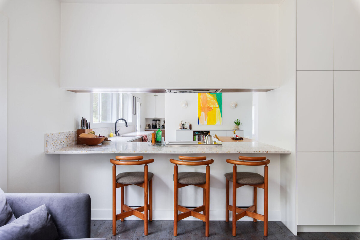 midcentury modern kitchen walnut cabinets 1
