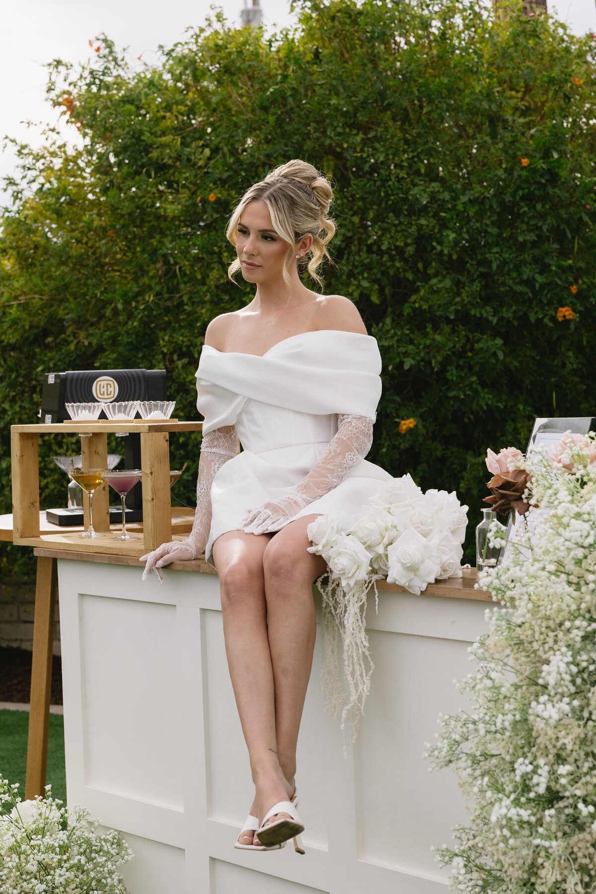 Bride on bar top