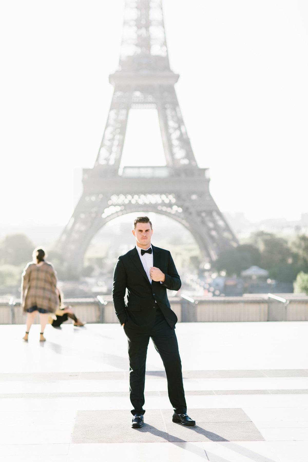 Black tie groom in Paris