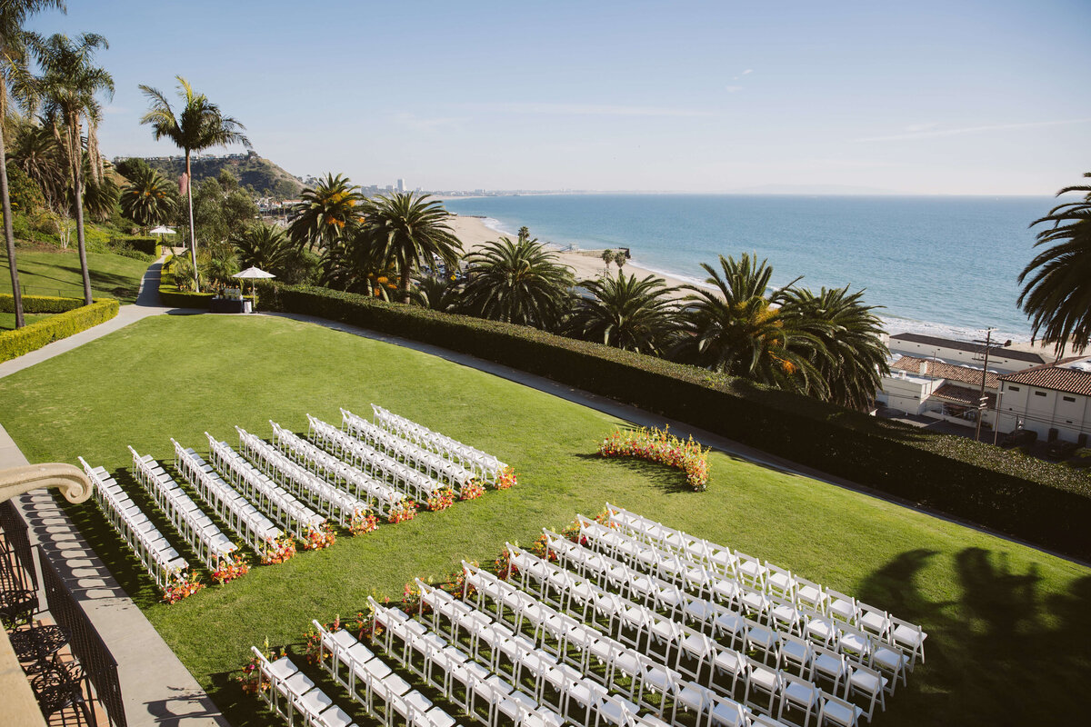 Wedding ceremony overlooking the ocean at Bel Air Bay Club