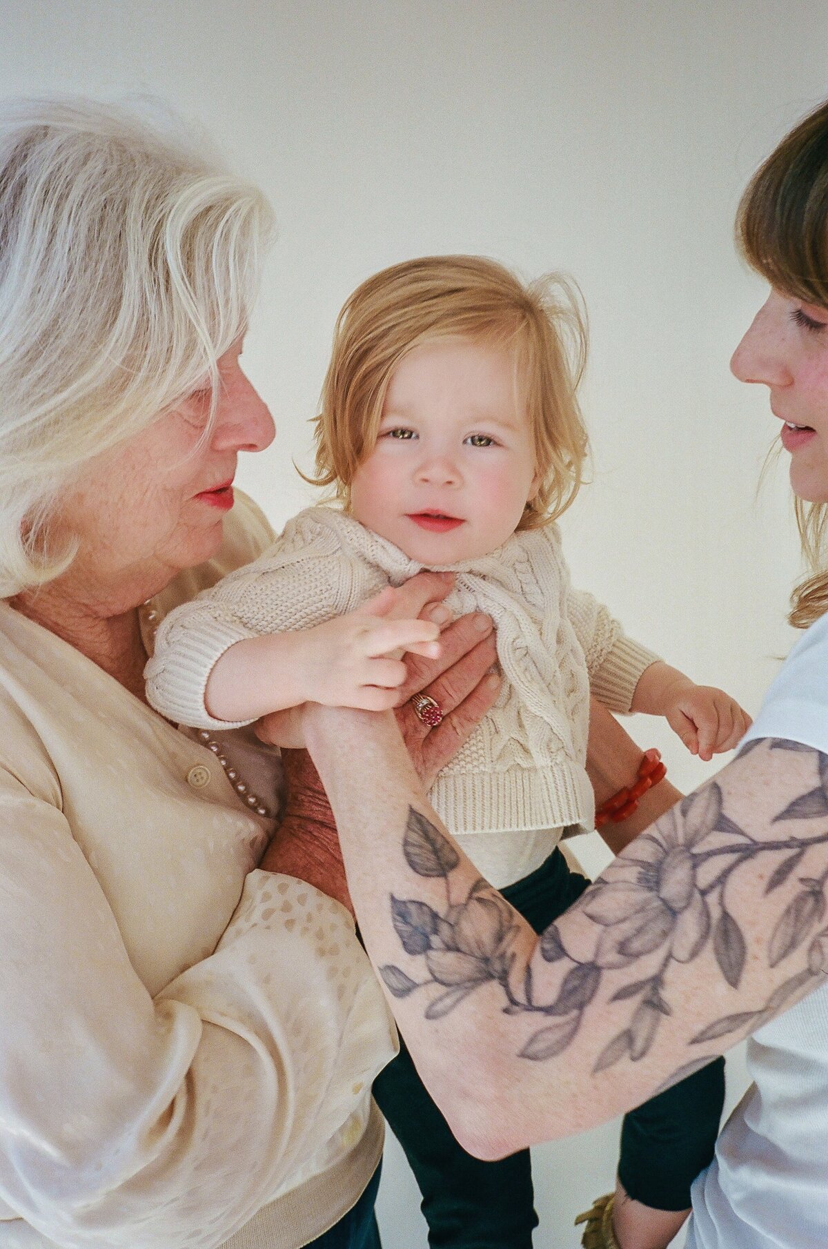 Three generations together for a studio portrait session