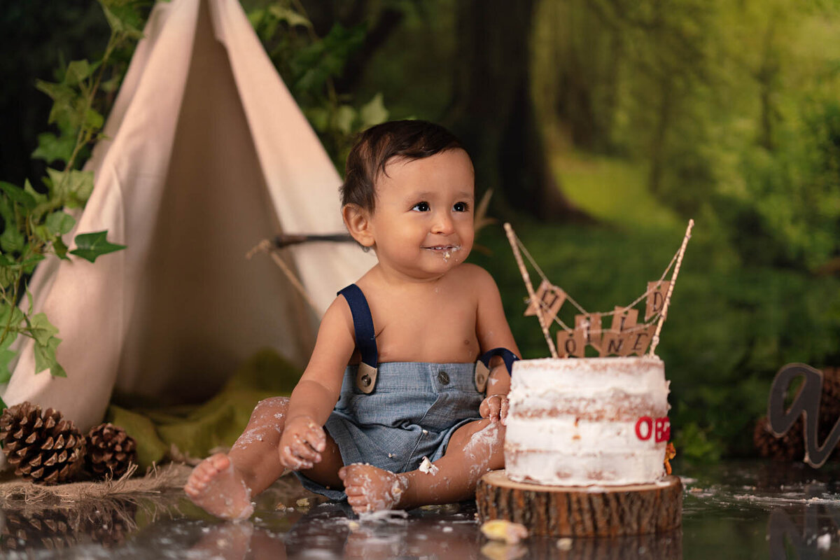 Woodland Outdoor Cake Smash | Theo Turns One! { Paris, ON } - Paris,  Brantford, Cambridge, Kitchener, Hamilton & Area Custom Photographer