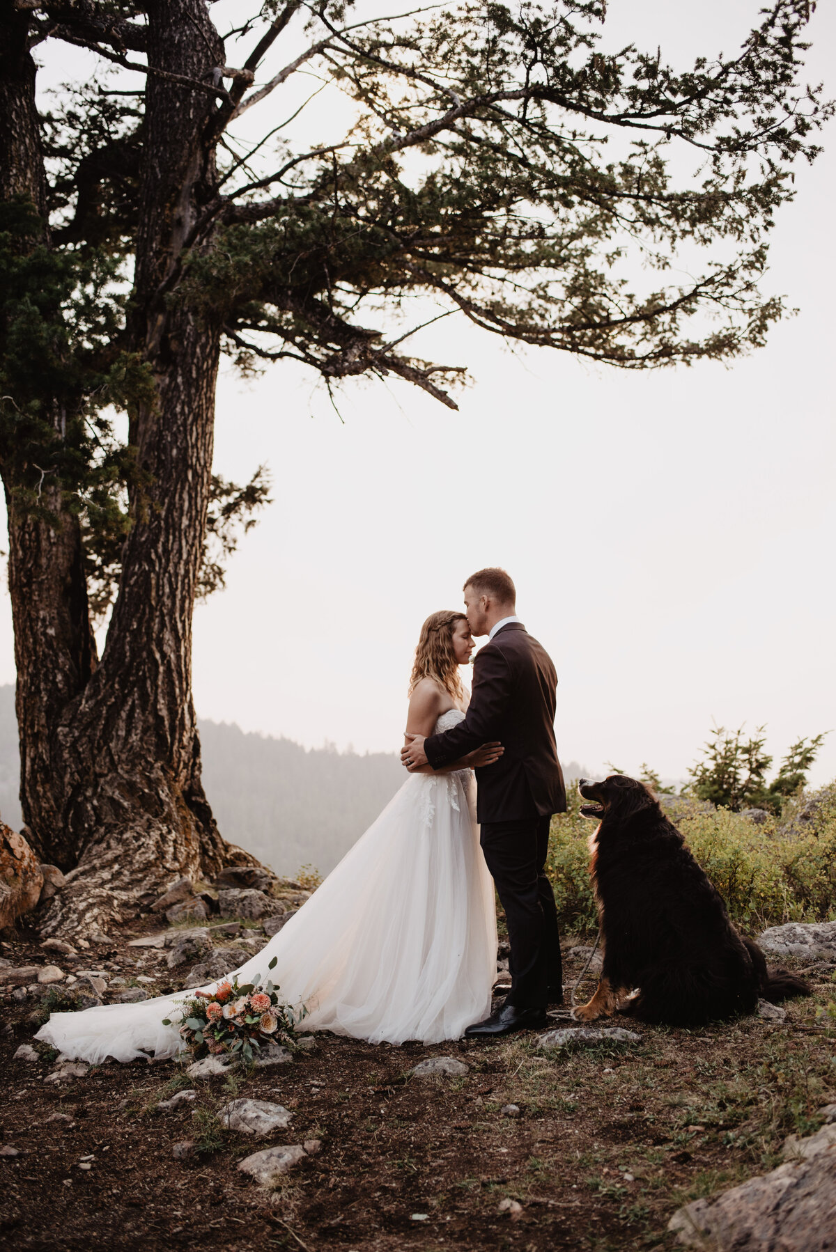 Jackson Hole Photographers capture bride and groom watching sunset