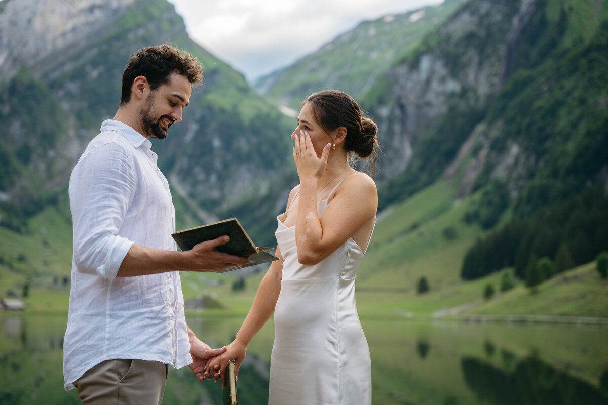 Switzerland Seealpsee lake elopement