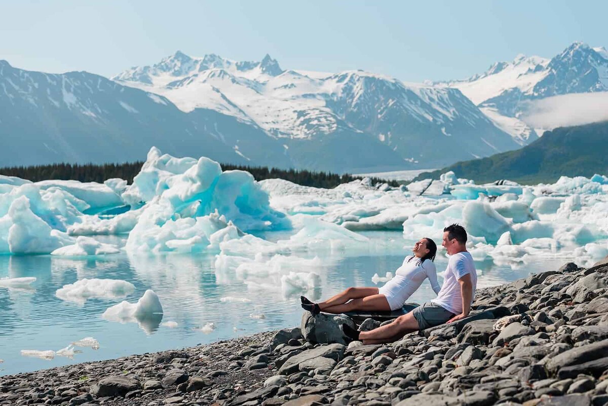 Luxury-Multi-Day-Alaska-Elopement-cold-plunge-with-icebergs-2
