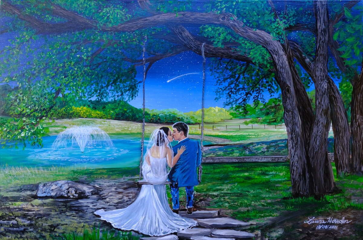 kendall point wedding venue live wedding painting by Laura Herndon