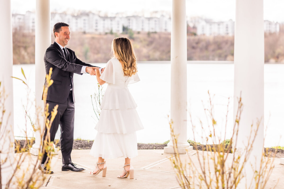 Couple dancing under the gazebo, Maryland Elopement Photography