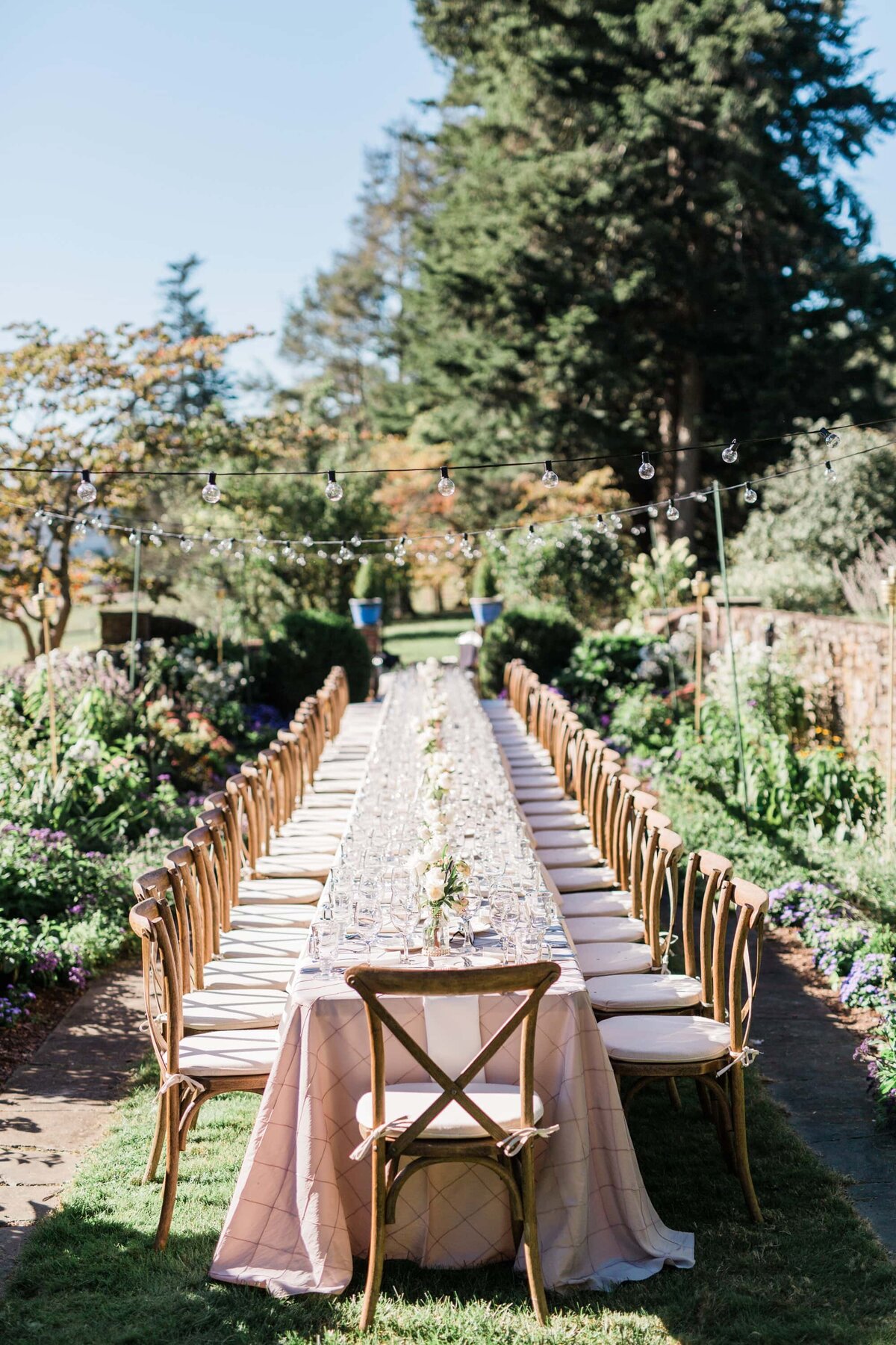 Table set up for backyard wedding reception in Harrisburg PA