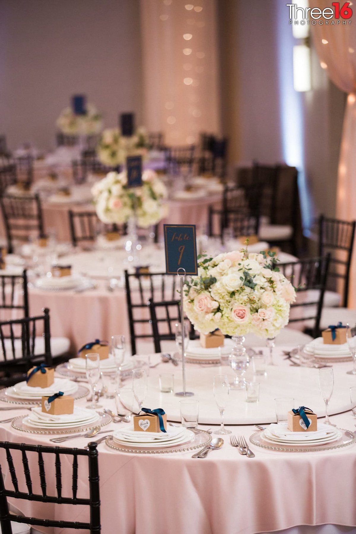 Table setting at an Avenue of the Arts Hotel wedding reception