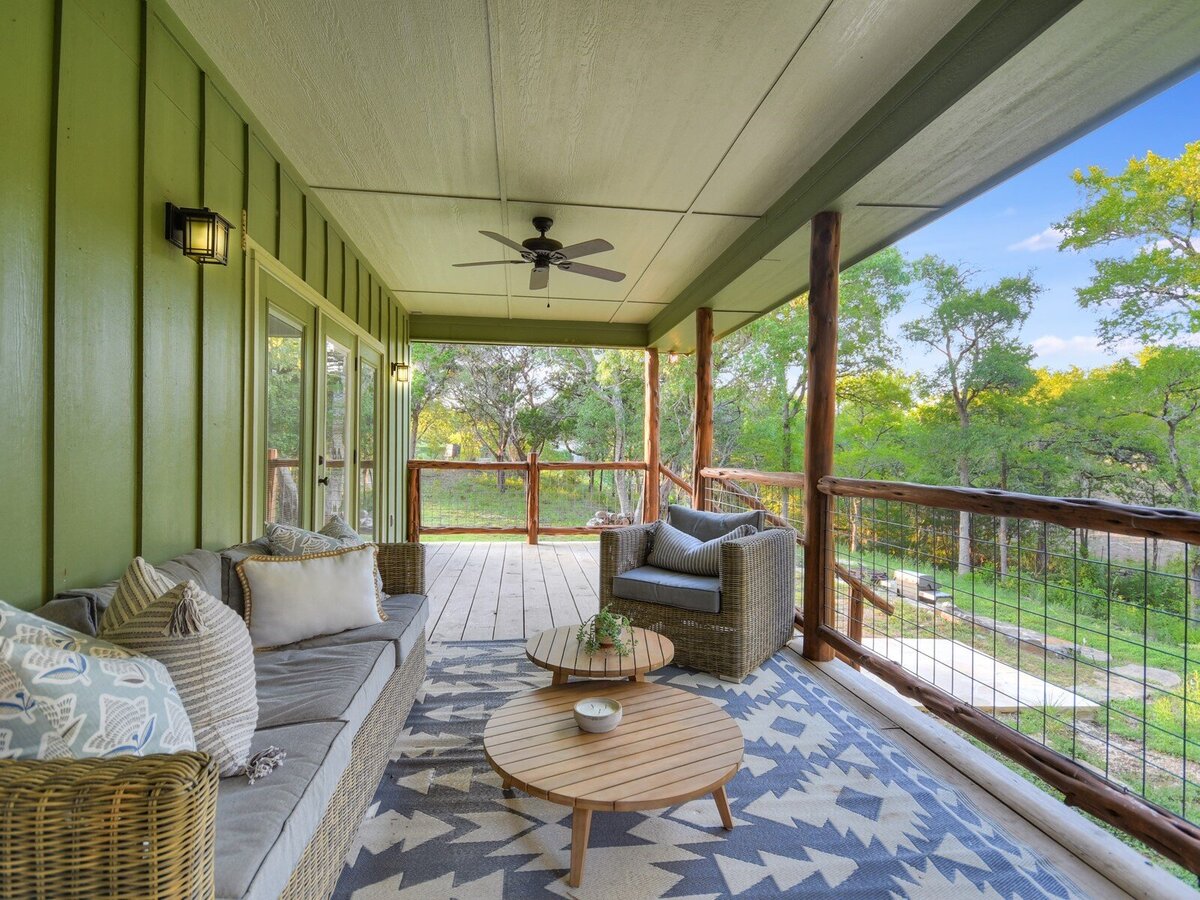 Cabin back porch overlooking nature