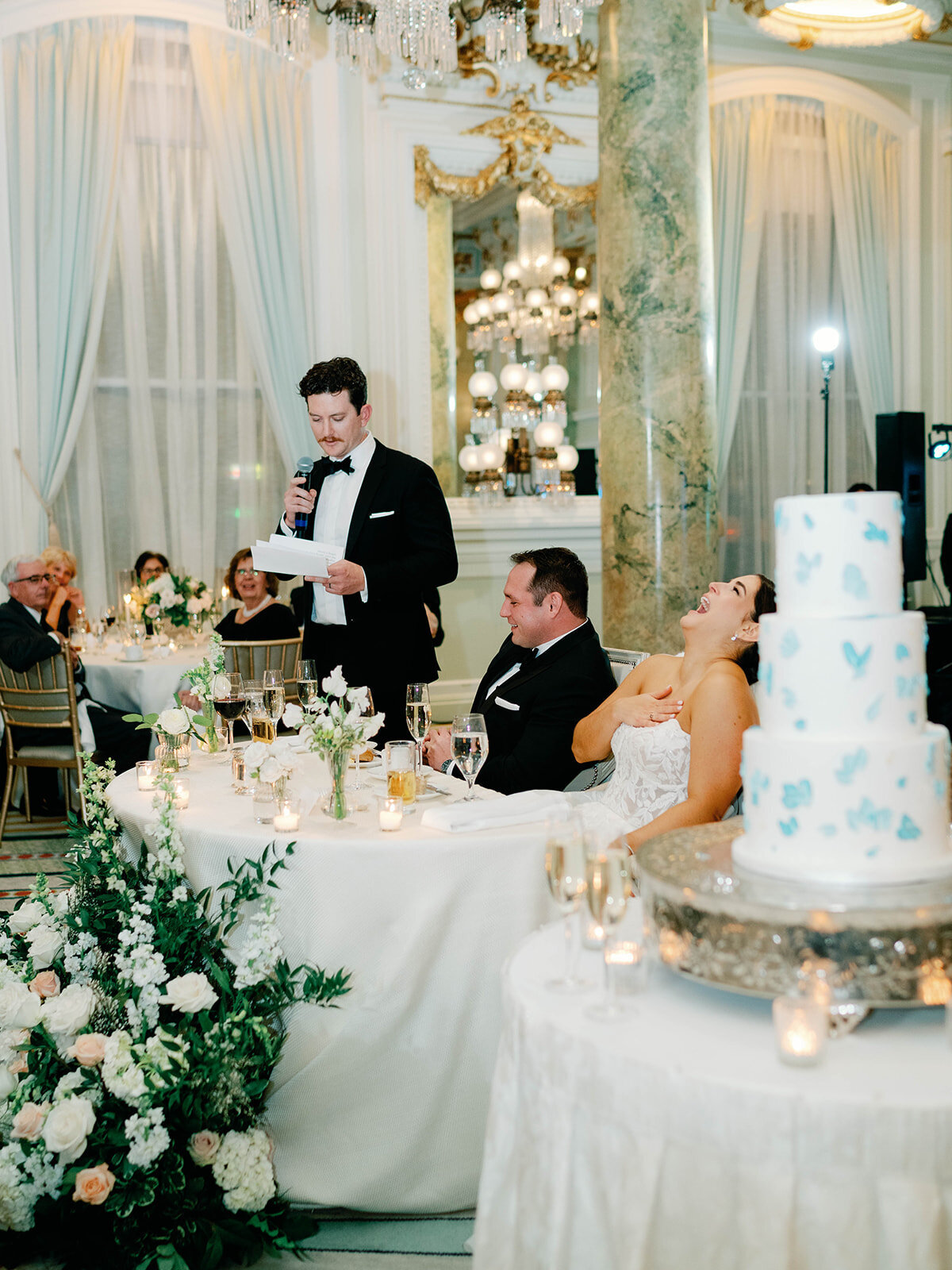COuple laugh at best man speech
