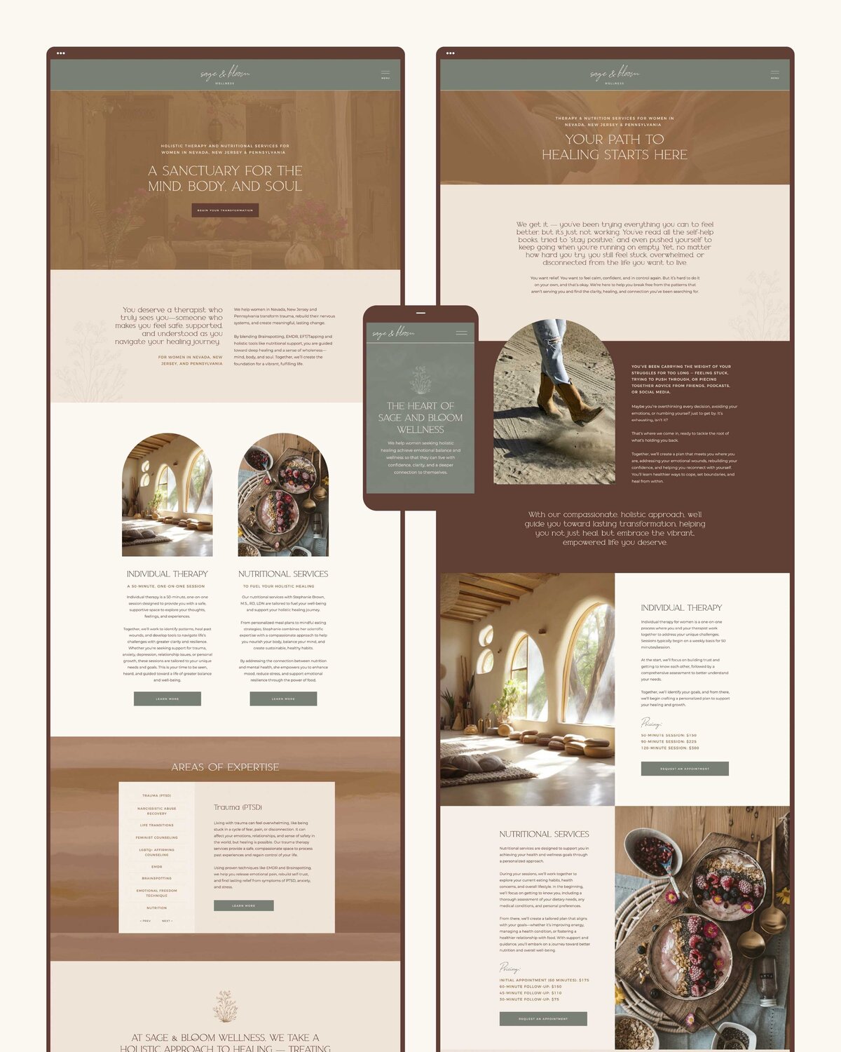 Sage & Bloom Wellness therapy website design