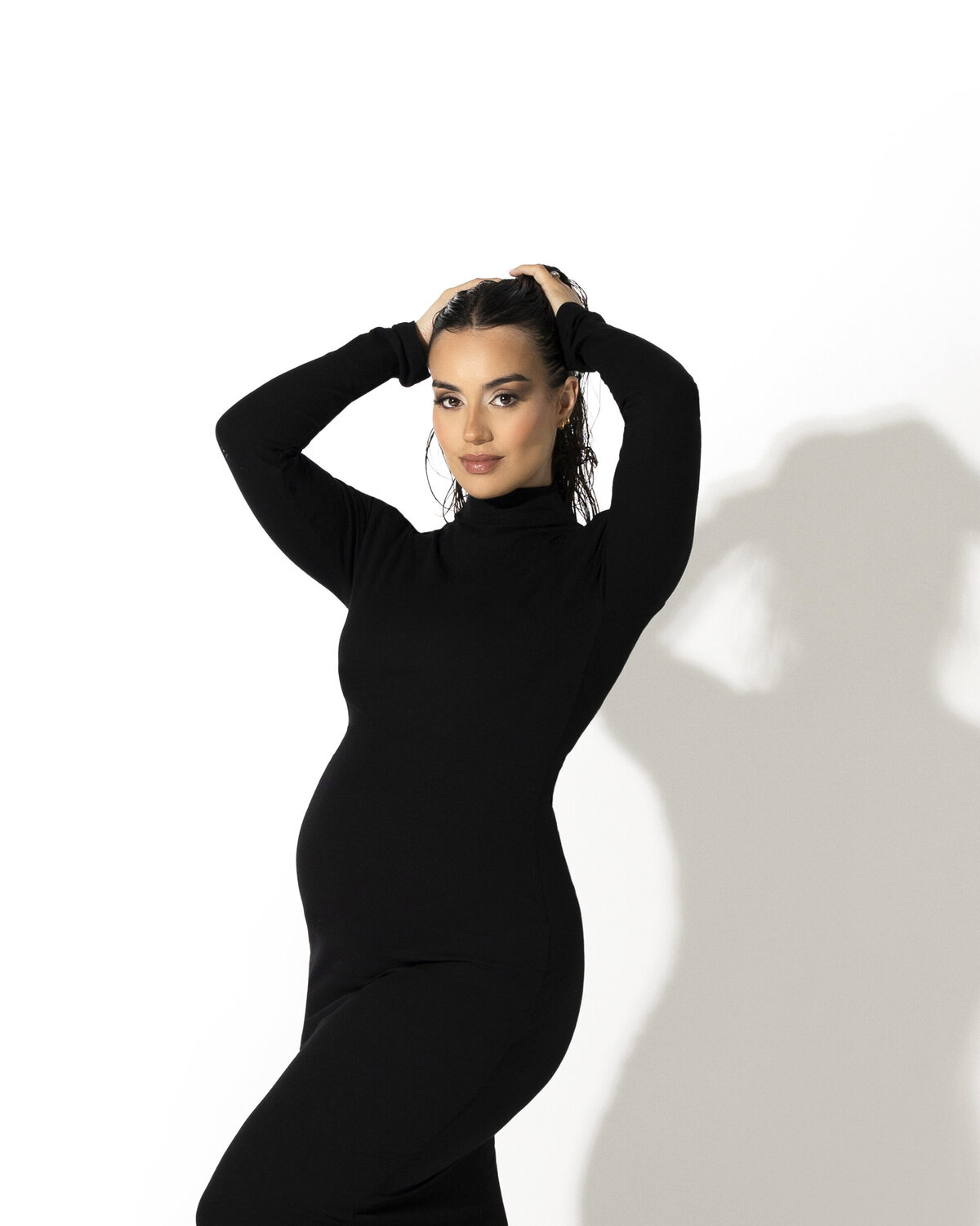 Beautiful fashion portrait of.a pregnant woman.
