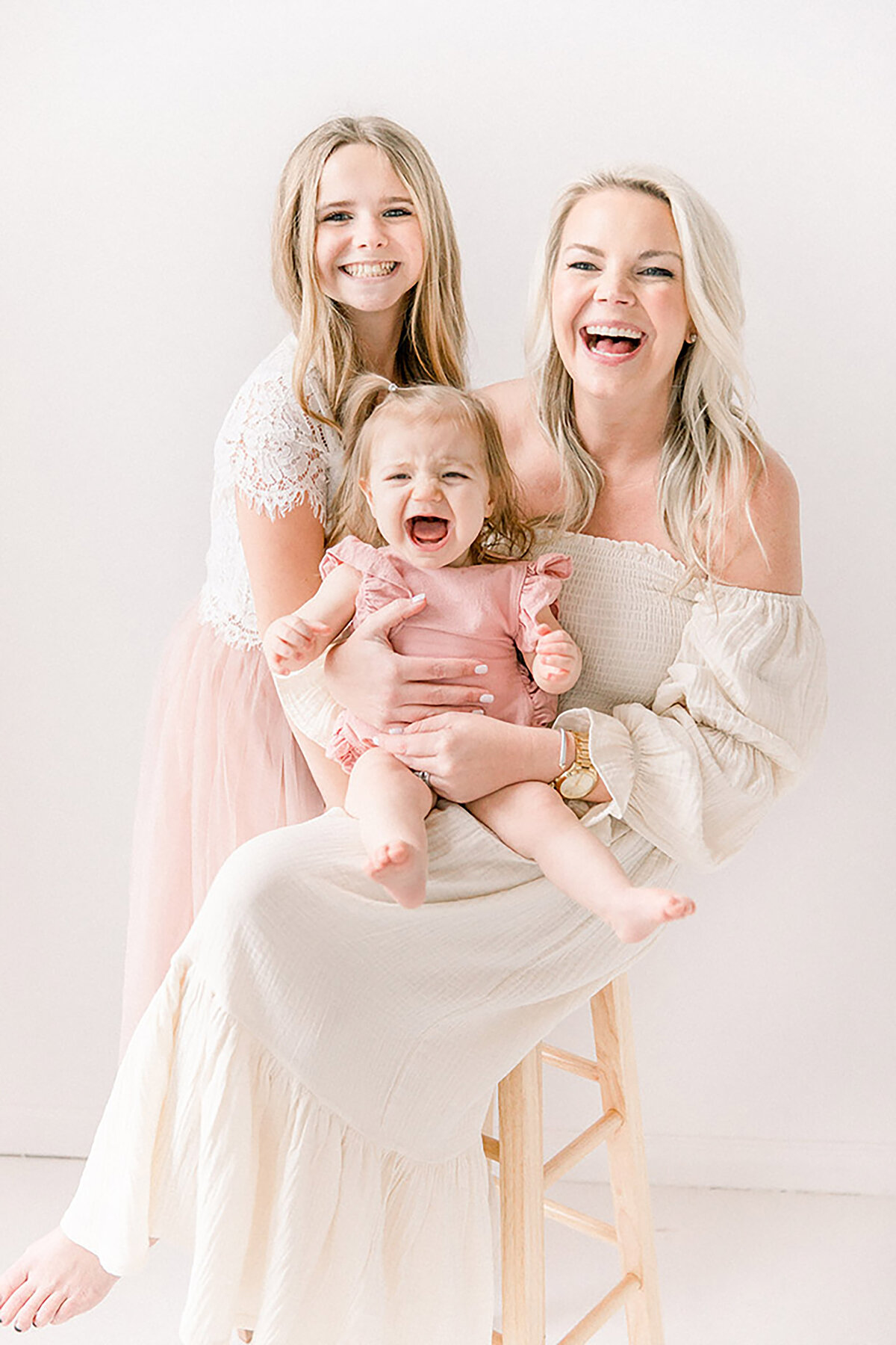 Mom and daughters during Charlotte family photography session